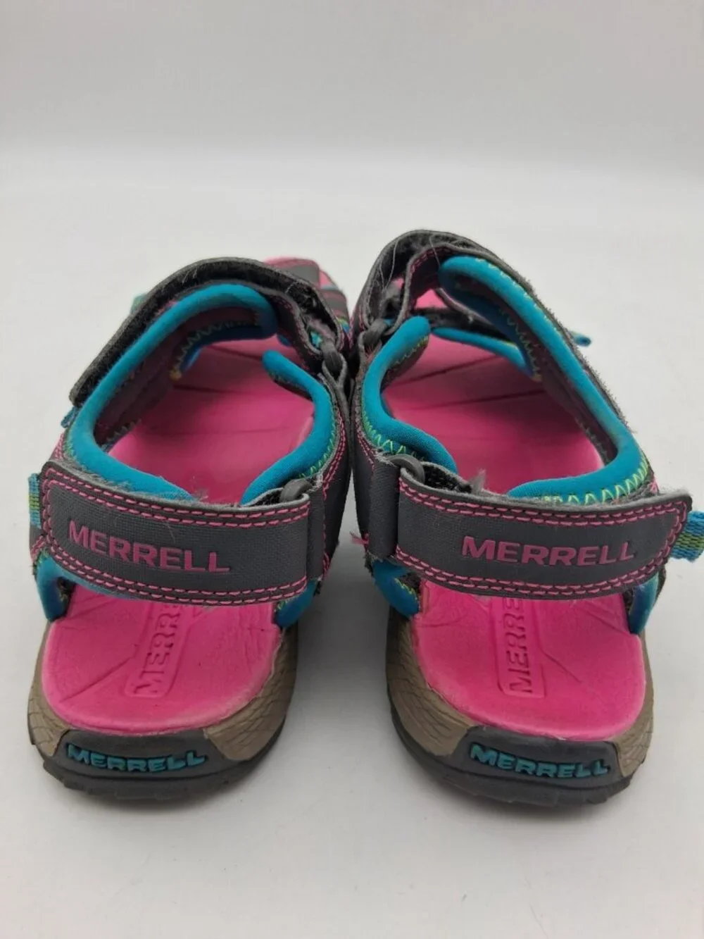 Girls Merrell Panther Sandals Size 3M Gray Pink Blue Select Grip